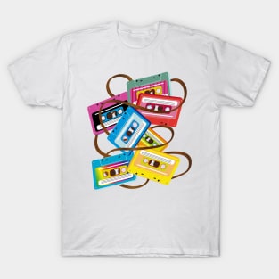 colorful 80s music cassettes with band salad T-Shirt